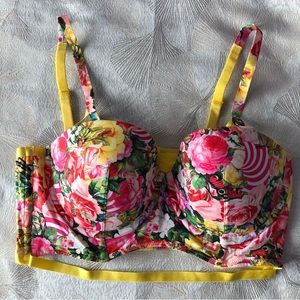Victorias Secret Mary Katrantzou Fashion Show longline Yellow bra 36C New